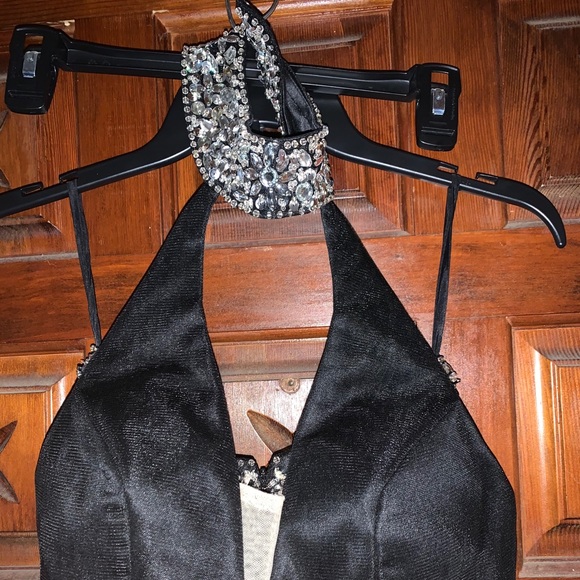 BLINGED-OUT two piece halter top dress - Picture 1 of 3